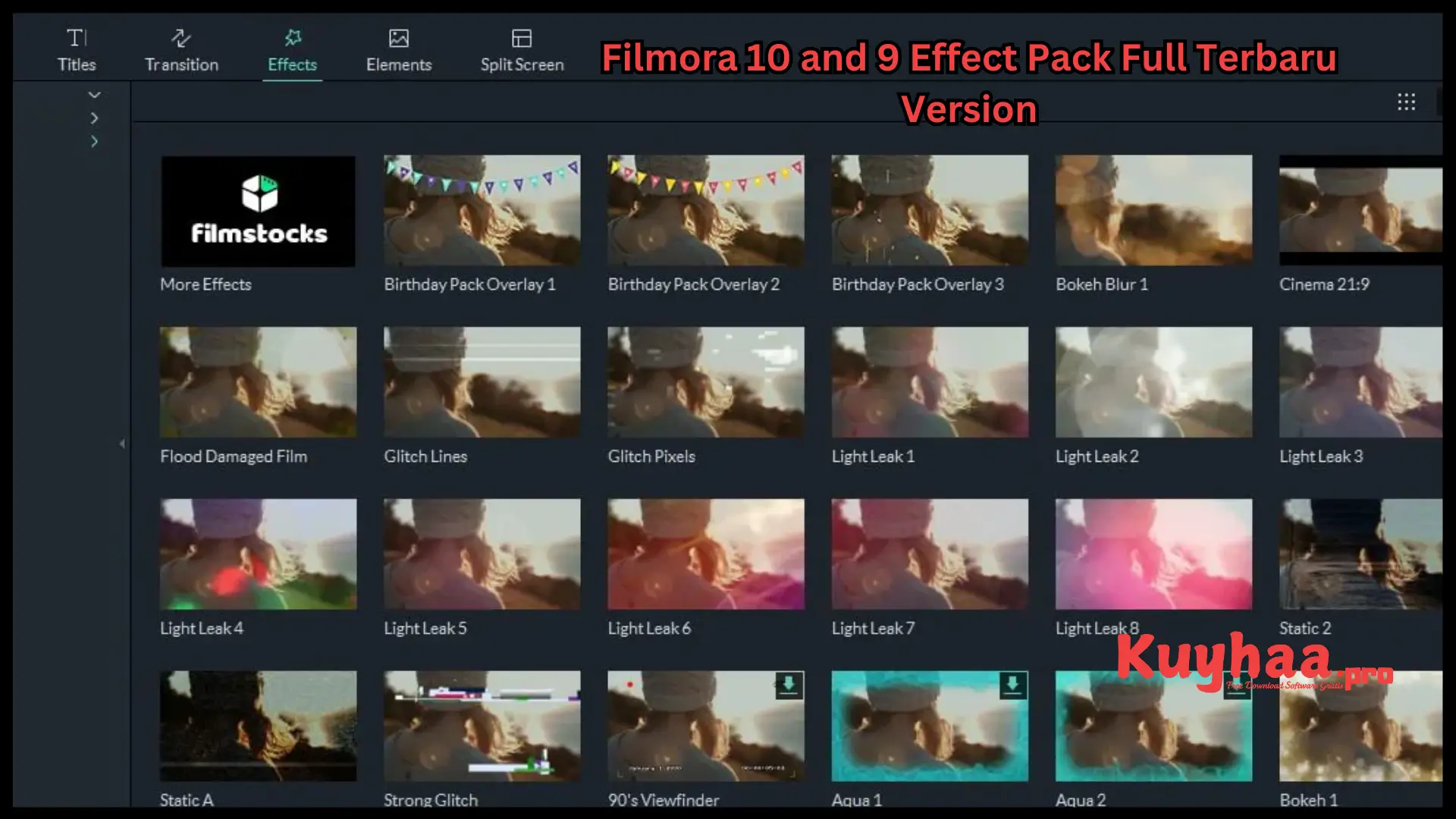 Filmora 10 and 9 Effect Pack